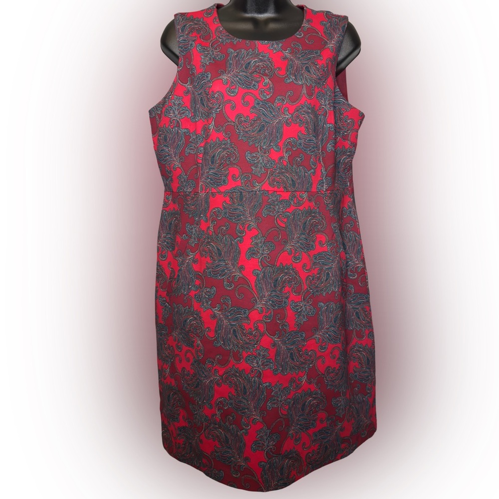 Lands' End Red and Black Paisley Midi Dress